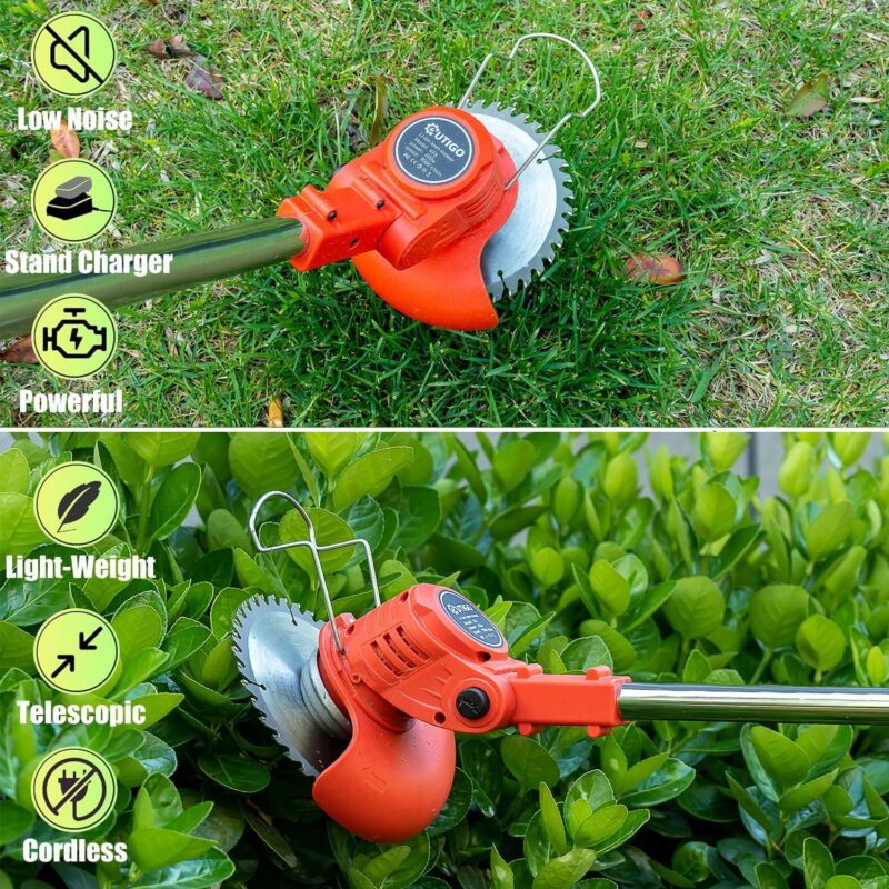 Akku Rasentrimmer Akkurasenmäher, 2 Akkus 21V und 4 Messertypen, Akku Freischneider Elektrischer Elektro Trimmer Gartenkantenfräser für Garden